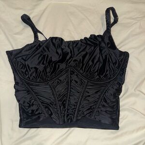 Gilly Hicks Black Satin Crop Top
